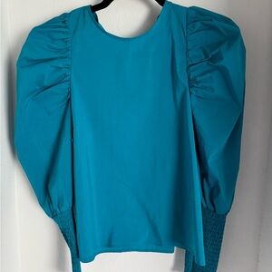 Zara Teal Puff Sleeve Blouse